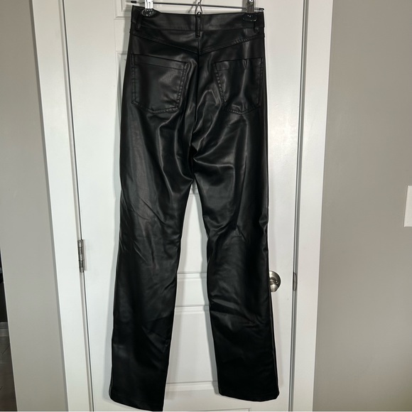 ZARA FAUX LEATHER STRAIGHT PANTS IN SIZE EXTRA SMALL (SIZE 2) IN BLACK - Picture 2 of 12